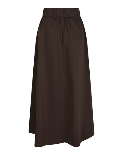 Neo Noir - Yara Long Poplin Nederdel - Chocolate Brown 